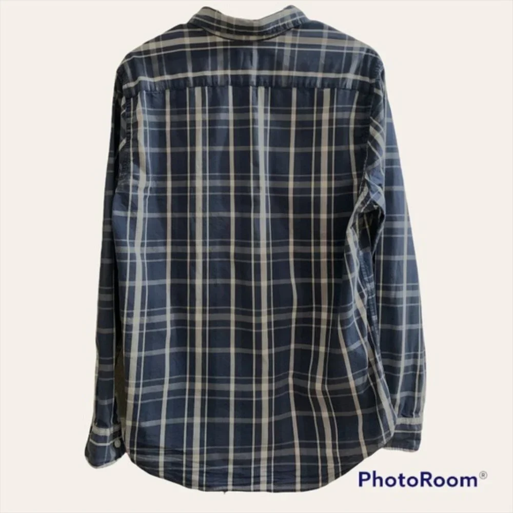 Levis Plaid Long sleeves Buttoned Polo shirt Blue and White size Large